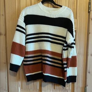 Main Strip Striped Sweater in Black, White, and Brown